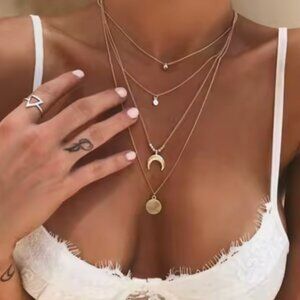 14K Gold filled Sun Moon Layering Necklace